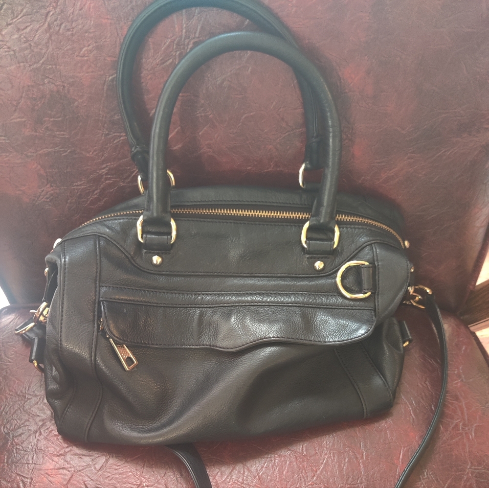 Rebecca minkoff mab black leather gold hardware bag